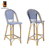 Tabouret de bar moderne en rotin Mobilier de patio extérieur Tabouret de bar haut Chaises de bar de comptoir de cuisine