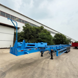 40ft container Trailer <span class=keywords><strong>3</strong></span> trục xương Trailer bán thép cường độ cao jost hỗ trợ chân 12r22.5 Lốp xe tải chở hàng 40ton - Product Image 2