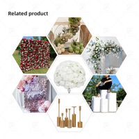 Promesse mariage fait à la main Floral soie artificielle rouge blanc Rose pièce maîtresse boule de fleur pour Noël Graduation Table de mariage