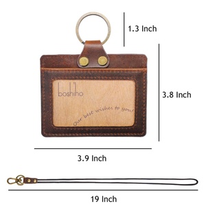 Boshiho Leather <b>ID</b> Card <b>Holder</b> Badge Credit Card <b>Holder</b> High Quality Neck Lanyard for Office Student Business - Product Image 2