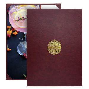 Menu de cocktails sur mesure en similicuir avec support fixe, petit MOQ, pour restaurants - Product Image 1