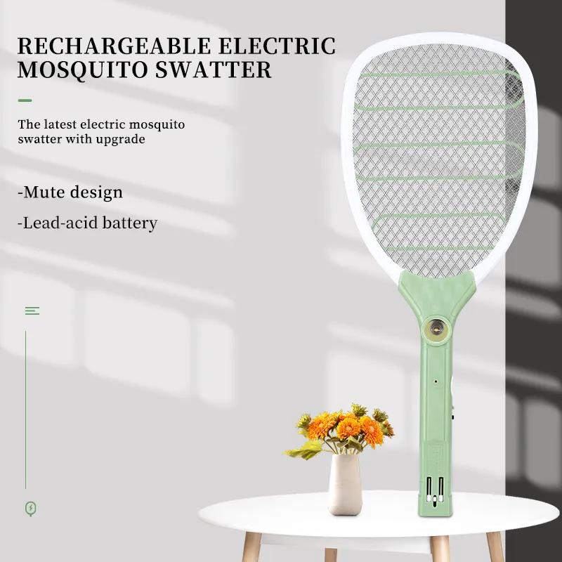 EBay Amazon Hot Portable Rechargeable Electric Mosquito Swatter Racket Files Killer Tarp Fly Bug Zapper Pest Control With LED