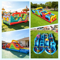 Parcours d'obstacles gonflable géant commercial pour adultes et enfants, jeux sportifs, structure gonflable pour adultes
