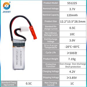 Batterie Li-polymère au lithium 3,7 V 120 mAh 10C <span class=keywords><strong>de</strong></span> marque JH, modèles 701225, 601225, 551225, <span class=keywords><strong>prix</strong></span> usine, 500 cycles, pour hélicoptère RC - Product Image 4