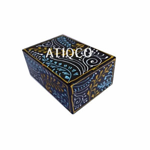 ATIQCO Caja de Joyería Artística Moderna de Madera Multiusos, Caja de Almacenamiento Rectangular para Mesa, Pintada - Product Image 2