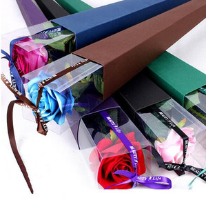 2020 Hot Selling Cheap 43 cm 63 cm Long Shape Paper Flower Box Cone Single Rose Box Flat Folding Clear Packaging Box