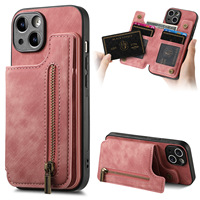 Étui de luxe antichoc en cuir PU avec fermeture éclair et support intégré pour cartes, compatible iPhone 18 17 16 15 14 13 12 11 Pro Max