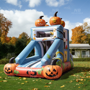 Castillo Inflable con Forma de Casa de Calabazas Amarilla para Fiestas de Halloween, Brincolín Inflable Comercial para Exteriores - Product Image 4