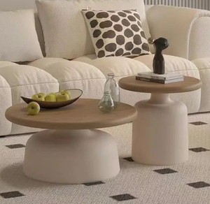 طاولة قهوة خشبية زخرفية رائجة للمنزل والمكتب وغرفة الطعام، تصميم بسيط، طاولة قهوة خشبية مستديرة عصرية - Product Image 4