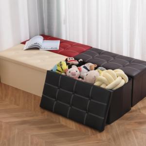 30*15*15 polegadas moderno PVC couro dobrável banco de armazenamento otomano para quarto e sala de estar móveis - Product Image 2