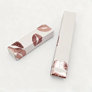 OEM Gold Stamped Slim Cosmetic Box Narrow White Cardstock Packaging for <b>Mascara</b> Tube and Lipstick Case - Product Image 1