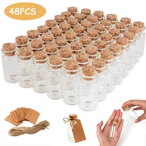 25ML Mini Small Glass Bottles with Cork Stopper Clear Wishing Bottle Tiny Glass Bottle Jars Hanging Decoration Wedding Vials