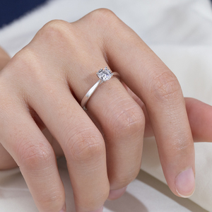 Messi Jewelry MSR-2092 925 <b>Silver</b> Round Shape Lab Grown Diamond <b>Ring</b> <b>Solitaire</b> Engagement <b>Ring</b> - Product Image 5