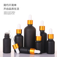 Botol Krim Wajah Silinder Kaca Matte Hitam 5ml dengan Cetak Sablon dan Tutup Bambu