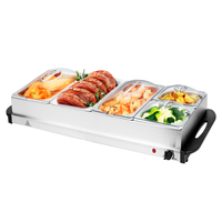 Chauffe-Plats et Réchaud de Buffet pour Usage Domestique, Chaleur Réglable, Idéal pour les Fêtes, les Vacances et les Réceptions, Quatre Compartiments de 2,5 Quart, Modèle Proctor Silex
