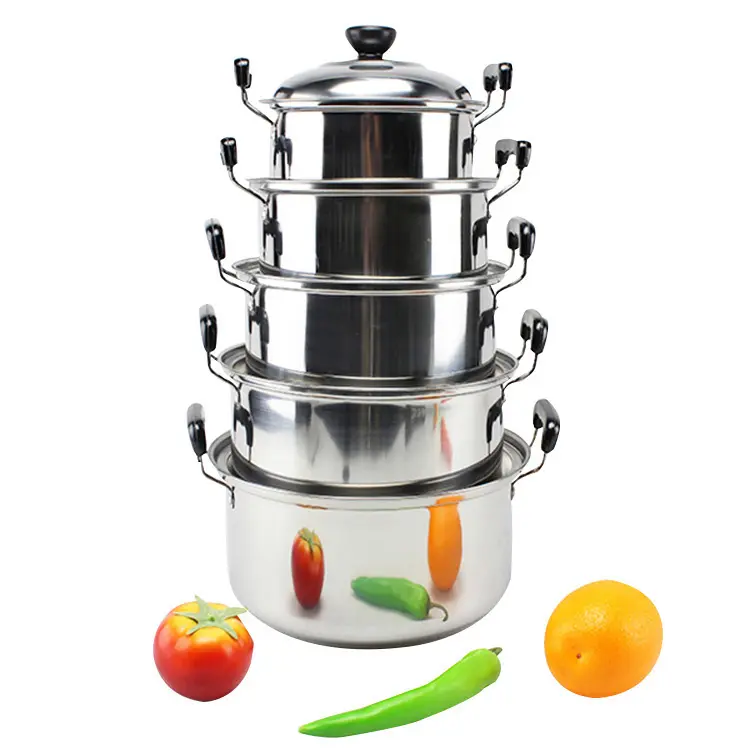 6pcs/8pcs/12pcs Casting Stainless Steel Cooking Pot Cookware Set With Glass Lid,Kitchen Appliances Cooking Pot