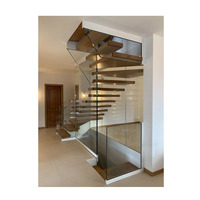 Escalier flottant cantilever sur mesure en structure acier pour maison moderne