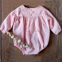 Combinaison à manches longues en coton pour nouveau-né, couleur unie, vêtements décontractés pour bébé, barboteuse pour bébé fille