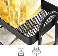 Chariot de rangement mobile SHINING pour cuisine et salle de bain, en PP, hêtre et métal, avec paniers empilables, roulettes et pliable à trois niveaux