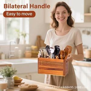 Wooden <b>storage</b> <b>box</b> for home and <b>kitchen</b> use, divided into compartments; multi-purpose solid wood <b>storage</b> <b>box</b> for office and - Product Image 2