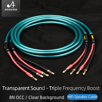 Cable de Altavoz de Alta Gama con Conector Tipo Y Banana Chapado en Oro con Cobre Puro OCC 8N para Monitor y Proyector, con Certificación CE para Sistema Hi-Fi