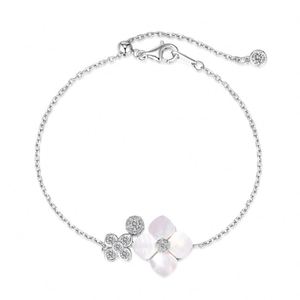 Dylam Charm Design Rhodium Rose Gold Plated Link Chain 5A Cubic Zirconia Shell Flower Pendant <b>Bangles</b> & <b>Bracelets</b> for Women - Product Image 1