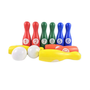 Juego de bolos de madera de tamaño mediano, juego de pelota rodante de mesa con reconocimiento de números para niños pequeños, juguete de rompecabezas interactivo - Product Image 3