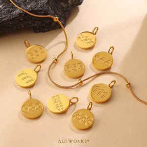 <b>Angel</b> Number <b>Charm</b> | Stainless Steel Gold Silver Lucky Number Pendant for Jewelry Making Waterproof Hypoallergenic Tarnish Free - Product Image 3