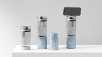 Mixeur portable à moteur DC alimenté par batterie, support de téléphone, 6 lames en acier inoxydable, extracteur de jus haute vitesse, sans BPA, pour extérieur et usage domestique
