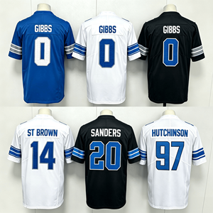 Maillot de haute qualité 0 # Gibbs 14 # St Brown 16 # Goff 97 # Maillot de football américain brodé Hutchinson, maillot personnalisé - Product Image 1