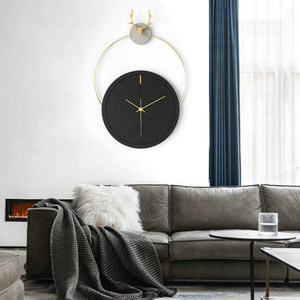 Wozoom Deer Head <b>Wall</b> <b>Clock</b> Round <b>Silent</b> Quartz Battery Powered Living Room Decorative <b>Clock</b> - Product Image 2