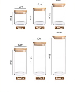 Cucina a tenuta stagna barattoli quadrati in vetro borosilicato con coperchio e coperture in bambù capacità 0.5-1L - Product Image 3