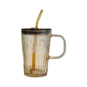 Glass Cup With Straw <b>Large</b> Capacity Reusable Travel Coffee <b>Mug</b> For Students Office Workers Couples - Product Image 4