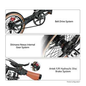 Bicicleta Plegable de un Segundo con Freno de Disco, Horquilla de Aleación de Aluminio y Fibra de Carbono, Ligera, de Bolsillo, de 16 Pulgadas, con Transmisión por Correa para 3 Velocidades, 110 kg - Product Image 3