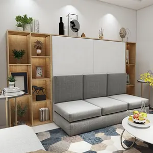 Novo design moderno escondido sofá murphy cama de parede guarda-roupa com grande armazenamento combinado gaveta e armário lateral