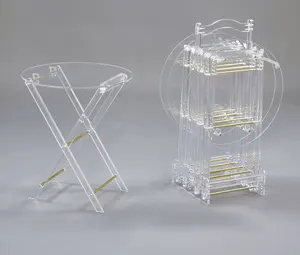 Новый стиль, набор чайного столика Саудовской Аравии, оптовая продажа, прозрачный акриловый складной столик с принтом