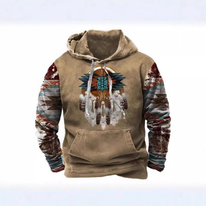 Xmas Men's Hooded Fleece Winter Street Trend <strong>Viking</strong> Mythology Digital Deer Print Loose Fit 240g Anti-shrink <strong>Hoodie</strong> - Product Image 2