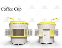 Chariot alimentaire mobile géant personnalisé en forme de tasse à café – Kiosque à café extérieur 3D original pour boutique de boissons de rue et vendeur de festival