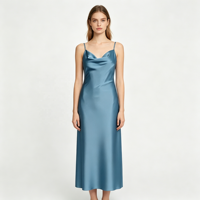 Robe longue en satin style européen pour femme, épaules dénudées, drapée, coupe trapèze, taille basse, dos nu, pour demoiselle d'honneur, vacances, soirée, ODMOEM