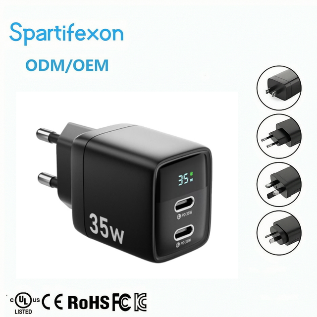 Factory OEM Logo GaN 35W USB-C PD Wall Charger for Mobile Phones Gan Power Supply Adapter