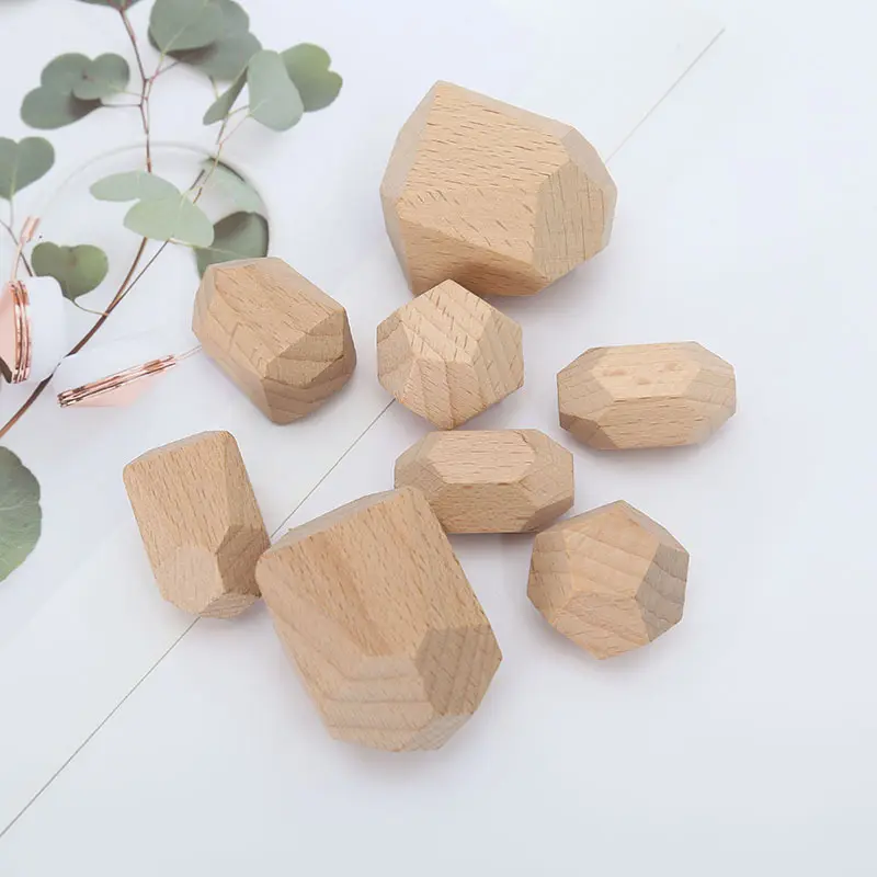 13 Stuks Nieuw Type Puzzel Gebouw Steen Speelgoed Voor Zuigelingen En Kinderen Geometrische Bouwsteen Multi-Sided Gesneden Houten Steen