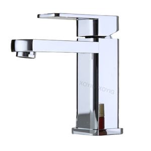 Hot & Cold Mixer Bathroom Tap Single Handle Chrome Square Deck Mounted Basin Sink Faucet for Hotels and Homes - Product Image 1