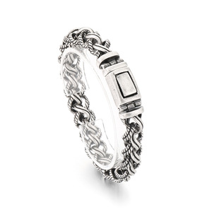 Pulseira Masculina de Cadeia Trançada Preta com Efeito Retro em Padrão de Cânhamo, Banho de Ouro 18k - Product Image 5