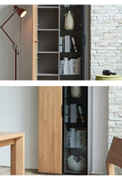 Armoire de vin commerciale à 5 niveaux, meuble à vin en bois et en verre, à 2 Sections, avec buffet de rangement du vin