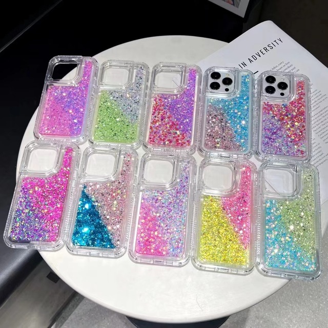 For Redmi A3 Note 13 PRO 13C Note 12 11 Note 10 Combo Shockproof 3 En 1 Glitter Quicksand Custom Printing Colors Logo Phone Case