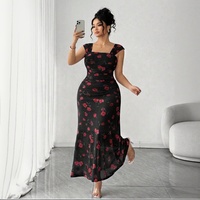 D&M Casual – Nouvelle Robe Longue Florale Asymétrique à Manches Courtes pour Femme Grande Taille – Collection Été