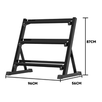Support de rangement multifonctionnel pour haltères hexagonaux 134x56x87cm, 3 niveaux, en fer, pour haltères et poids libres