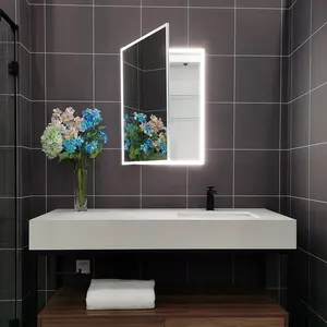 مصنع الجملة جدار شنت Ip44 الألومنيوم الحديثة Led الزجاج المقسى رفوف خزانة حمام مع مرآة