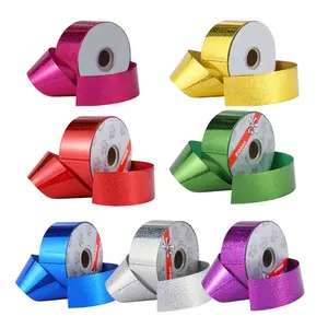 Decoration Wrapping Party Flower Glitter Tie Plastic Gift Wrapping Bow Printed Ribbon Bows Plastic Ribbon