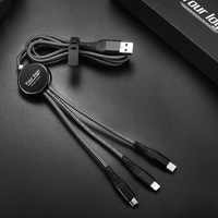 Kabel Pengisi Daya Cepat 1,2 Meter 3 in 1 3A Micro USB Nylon Braided untuk Ponsel, Pengisian Cepat, Fleksibel, Anti Kusut